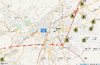 Areas affected by August 21, 2013 chemical attack. Map also shows UN inspection team's hotel during the attack. 23 augustus 2013 Source: OpenStreetMap / FutureTrillionaire