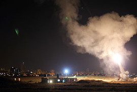 Iron Dome system intercepts Gaza rockets in central Israel, 8 July 2014. Source: Israel Defense Forces from Israel